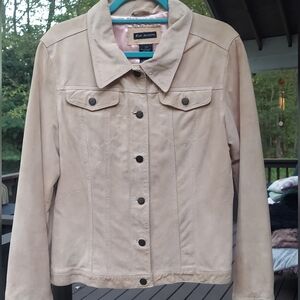 For Joseph Women's Tan Leather Western Button hobo moto button Jacket Sz L